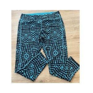 Z by Zella Teal Black Geometric Print Cropped Leggings Plus Size 3X Activewear